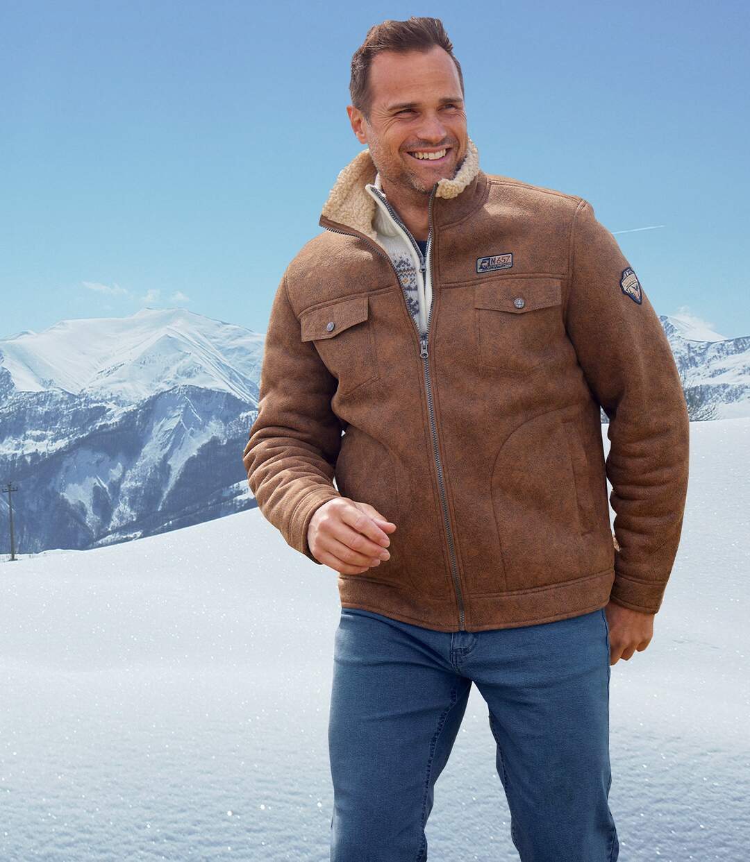 Blouson Aviateur Effet Daim Doublé Sherpa