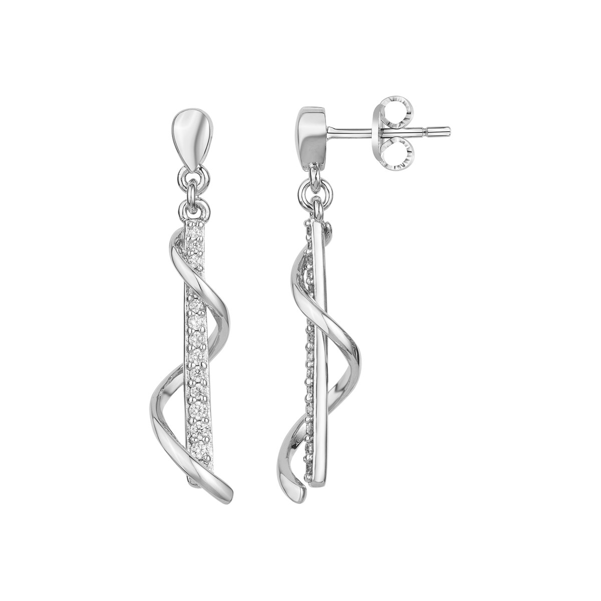 Boucles d'oreilles pendantes en Argent avec oxyde de zirconium blanc