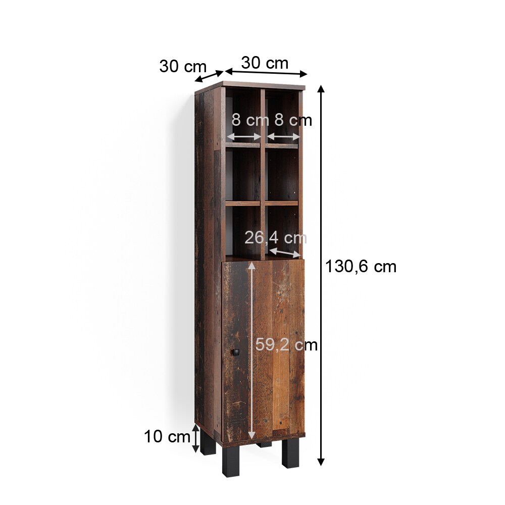 Vicco Midischrank Hochschrank Badschrank Fynn Old Style große Tür Badmöbel