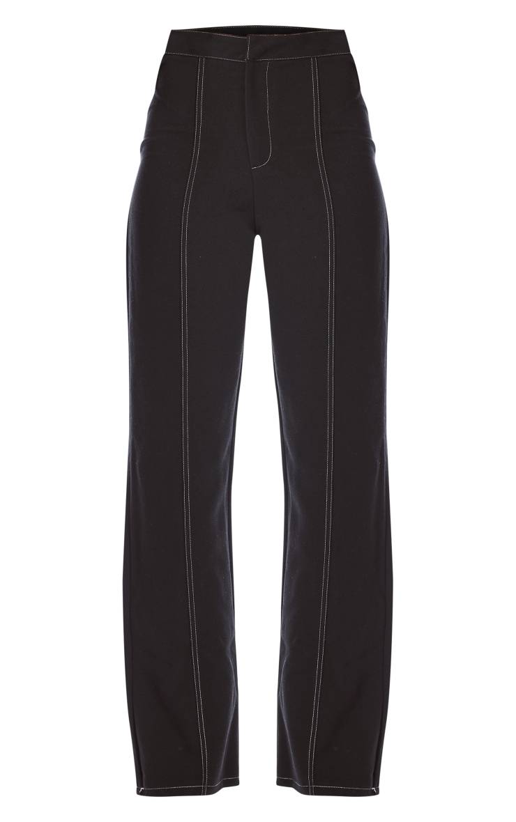Noir Pantalon Tailleur À Coutures Contrastées Plt Label