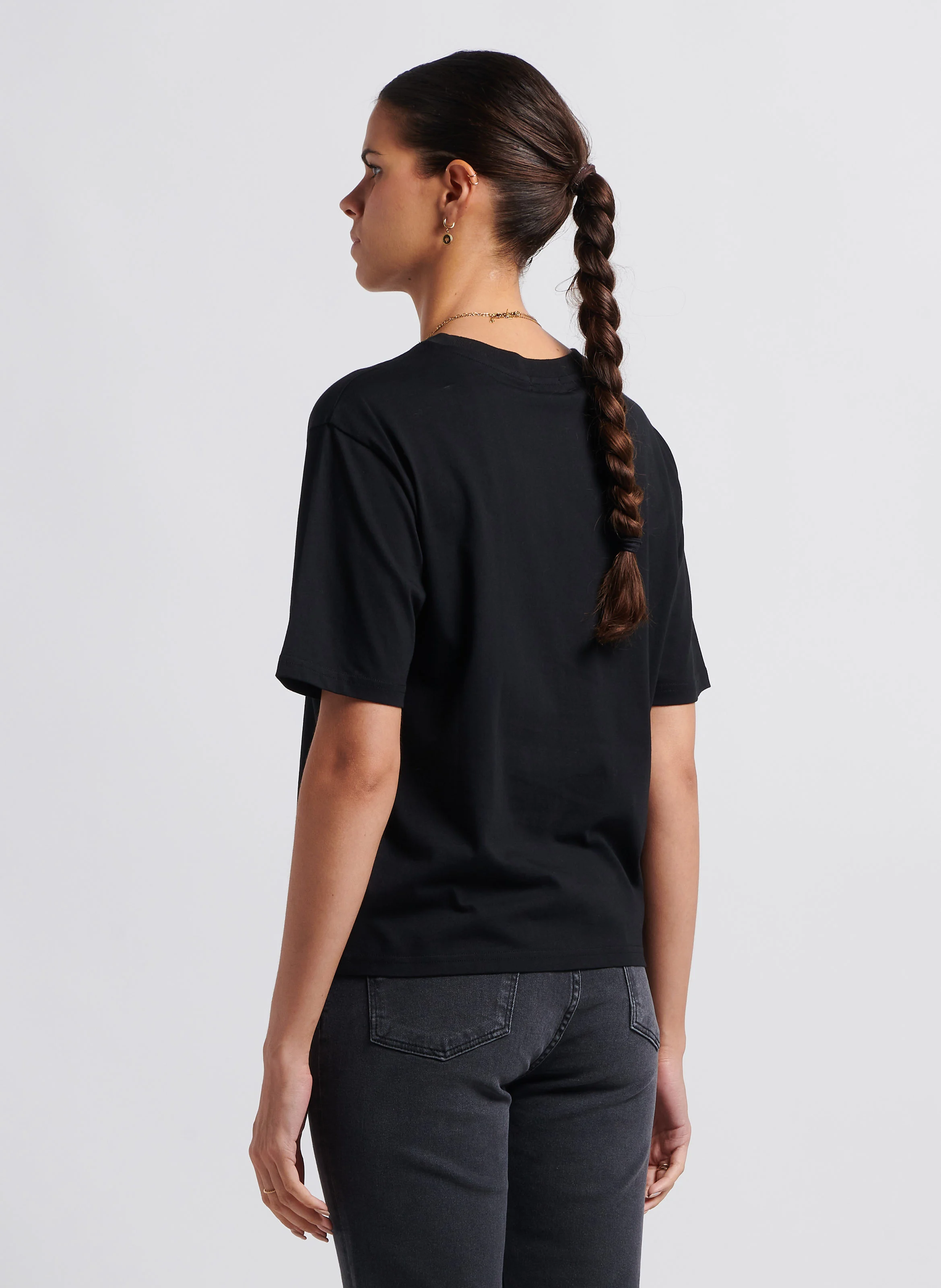 OTIS - Tee-shirt col rond brodé en coton | Noir