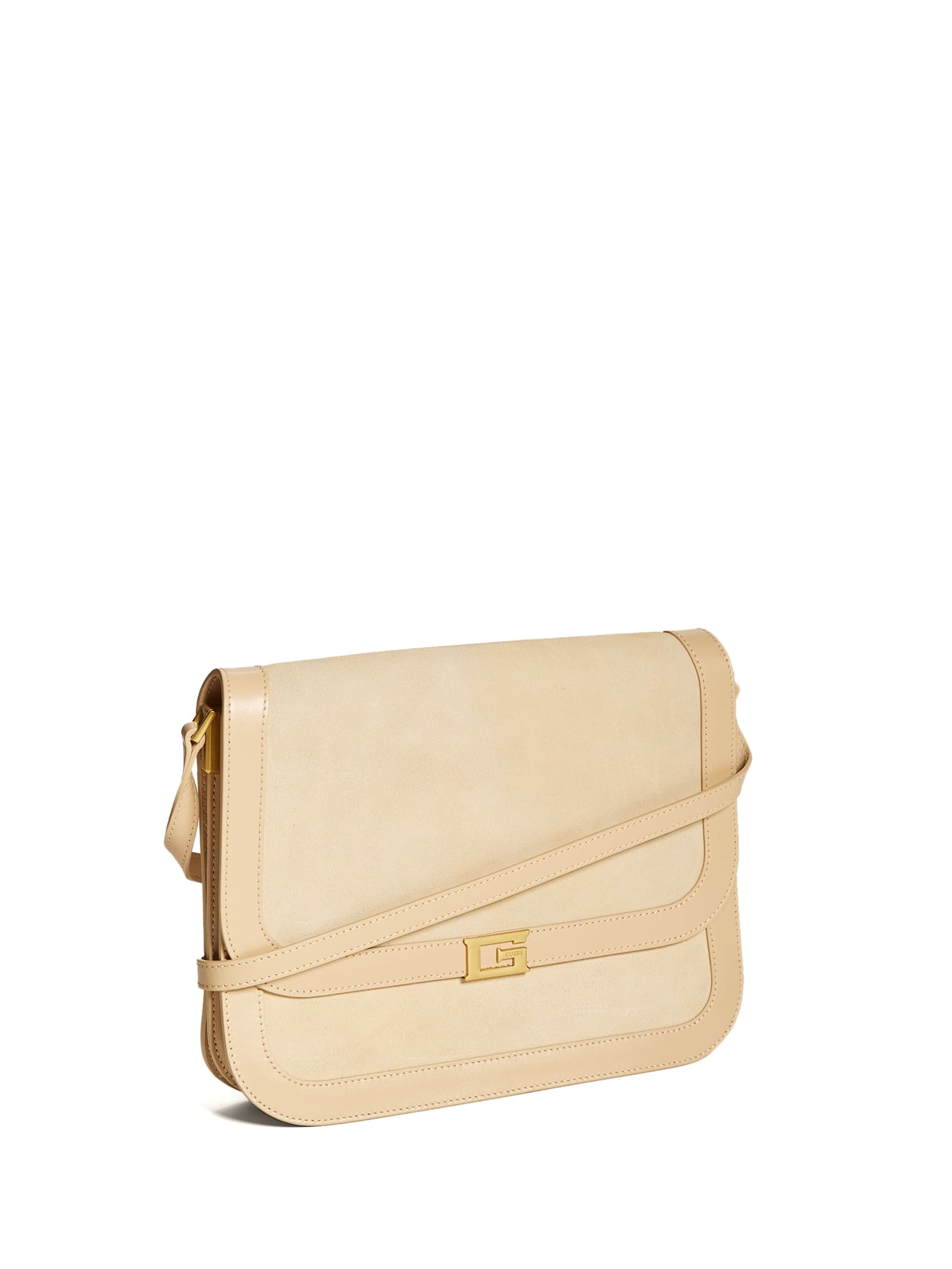 Bolsa transversal de couro Thea de tamanho médio com aba