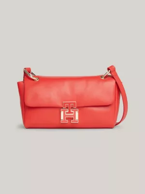 Bolsa transversal de couro com fecho de pressão