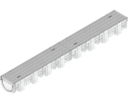 Hauraton TOP mm x PP kunststof goot met rooster MW 8/21 zilverkleurig 1000 mm x 119 mm x 89 mm