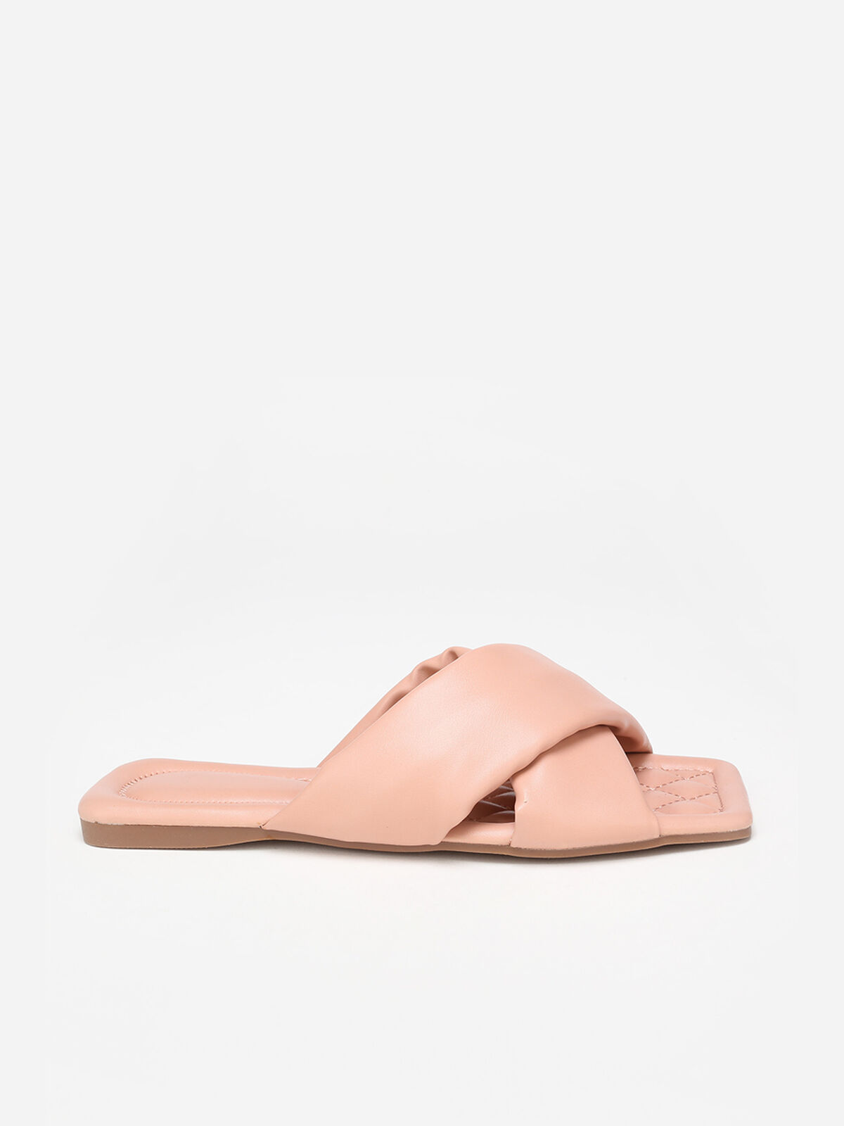 Mules à larges brides croisées- Rose