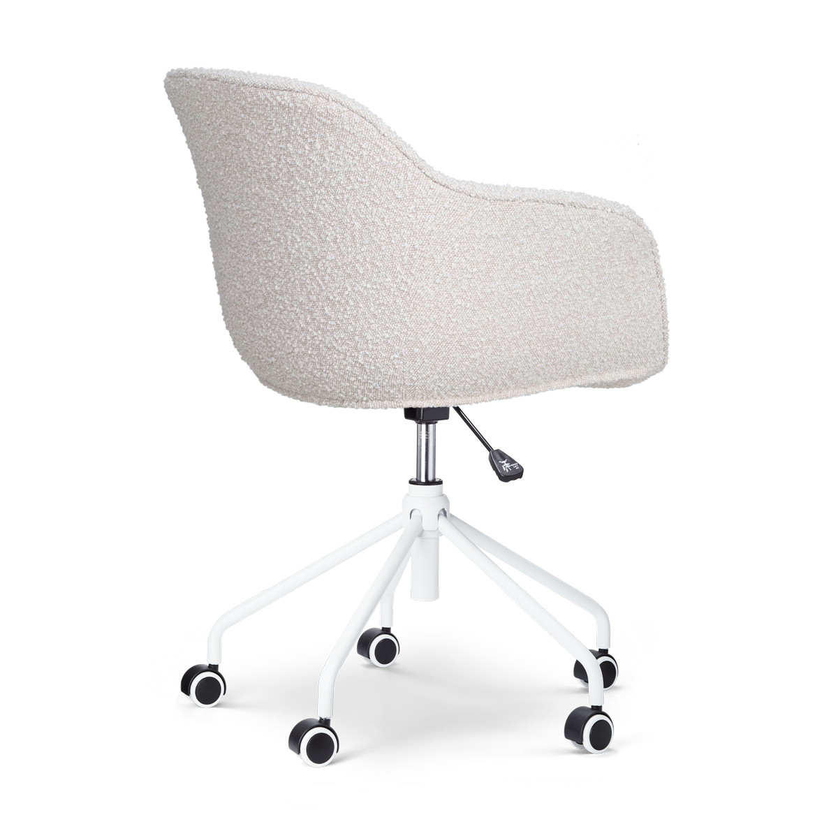 Bureaustoel Nout-Mare bouclé beige - wit onderstel