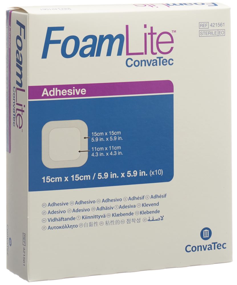 FOAM LITE Convatec Silikon-Schaumverband 15x15cm 10 Stk