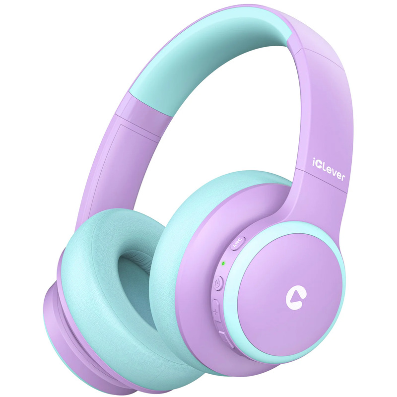 iClever BTH26 Over-Ear Kinderkopfhörer, kabellos, violett/grün