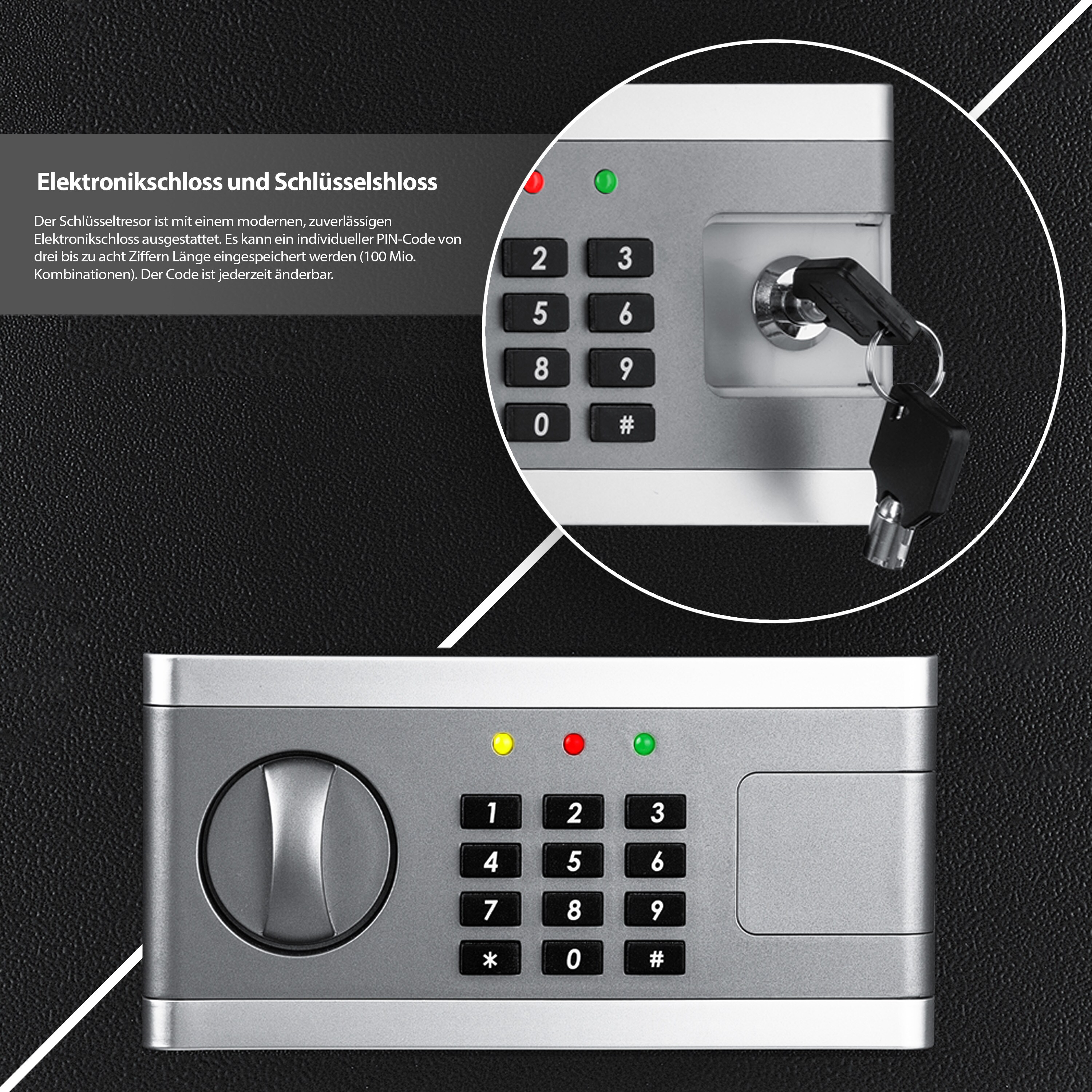 KESSER® Elektr. Tresor | Inkl. Batteriebox | Elektronischer Safe | 3x Doppelbolzenverriegelung | Boden Wandtresor | Möbeltresor | Innenbeleuchtung | Panzerschrank Zahlenschloss