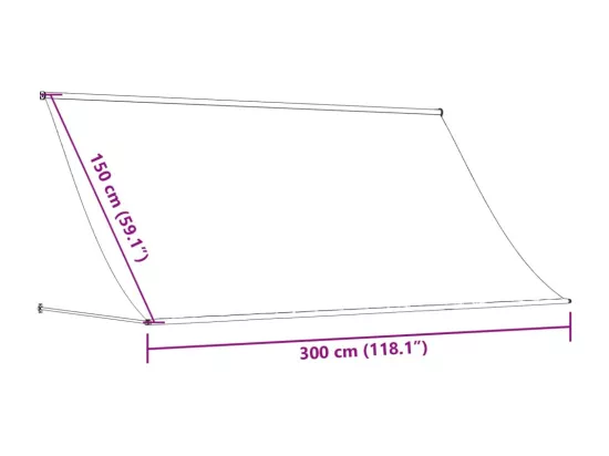 Auvent rétractable crème 300x150 m tissu et acier
