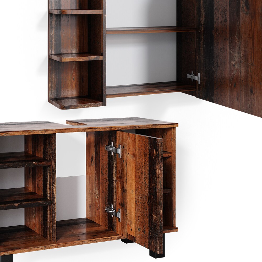 Vicco Badmöbelset Waschtischunterschrank 80 cm Spiegelschrank Fynn Old Style