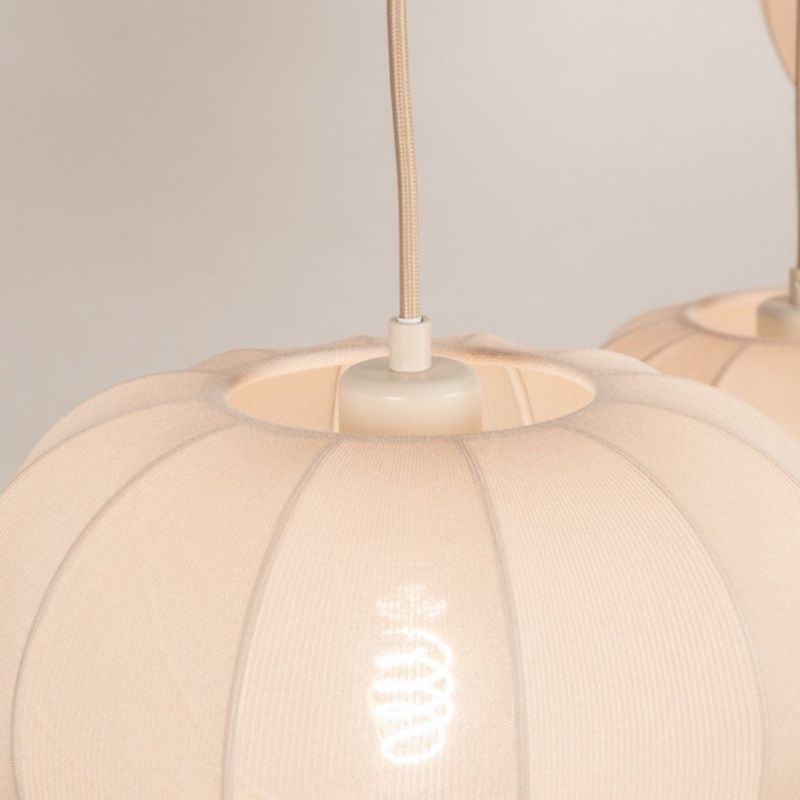 Japandi - Hanglamp - Beige - Stof - Drie Lampionnen