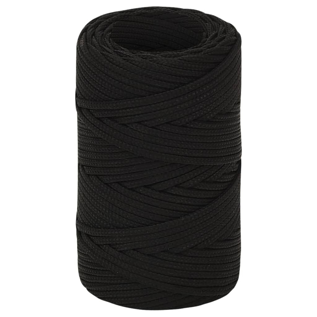 vidaXL Werktouw, zwart, 2 mm, 25 m, polyester