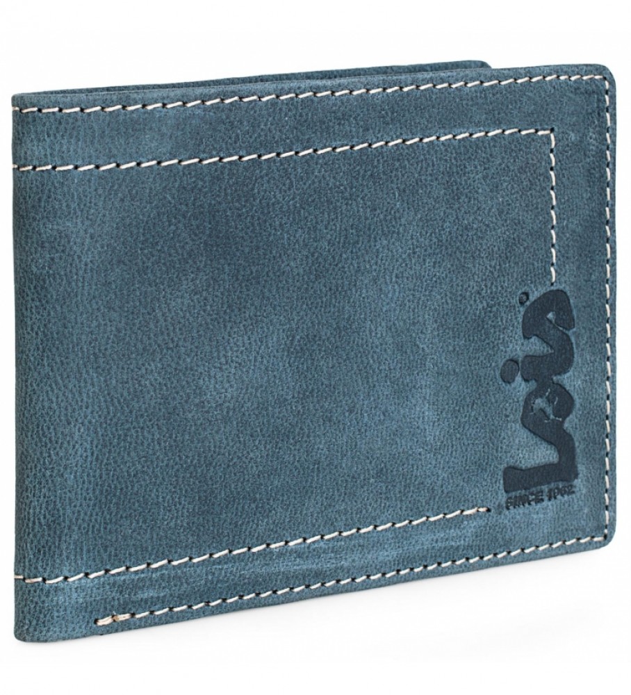 Carteira de couro Lois 201507 Azul - 11,5 x 9 cm -