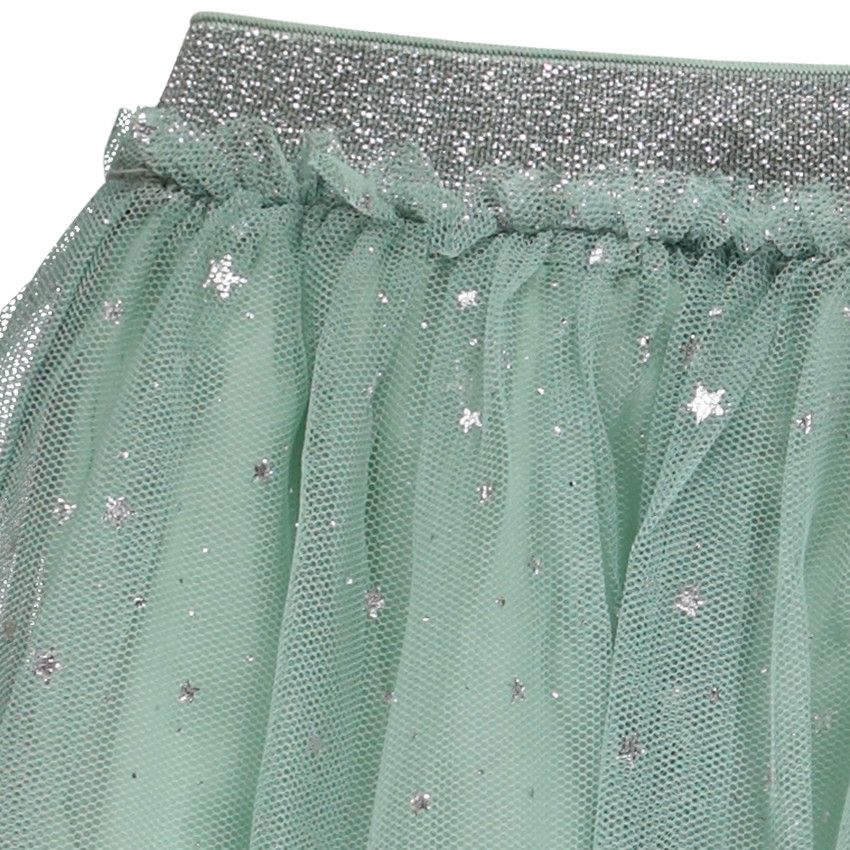 Jupe de fête imprimé étoiles argentées pour fille - Vert