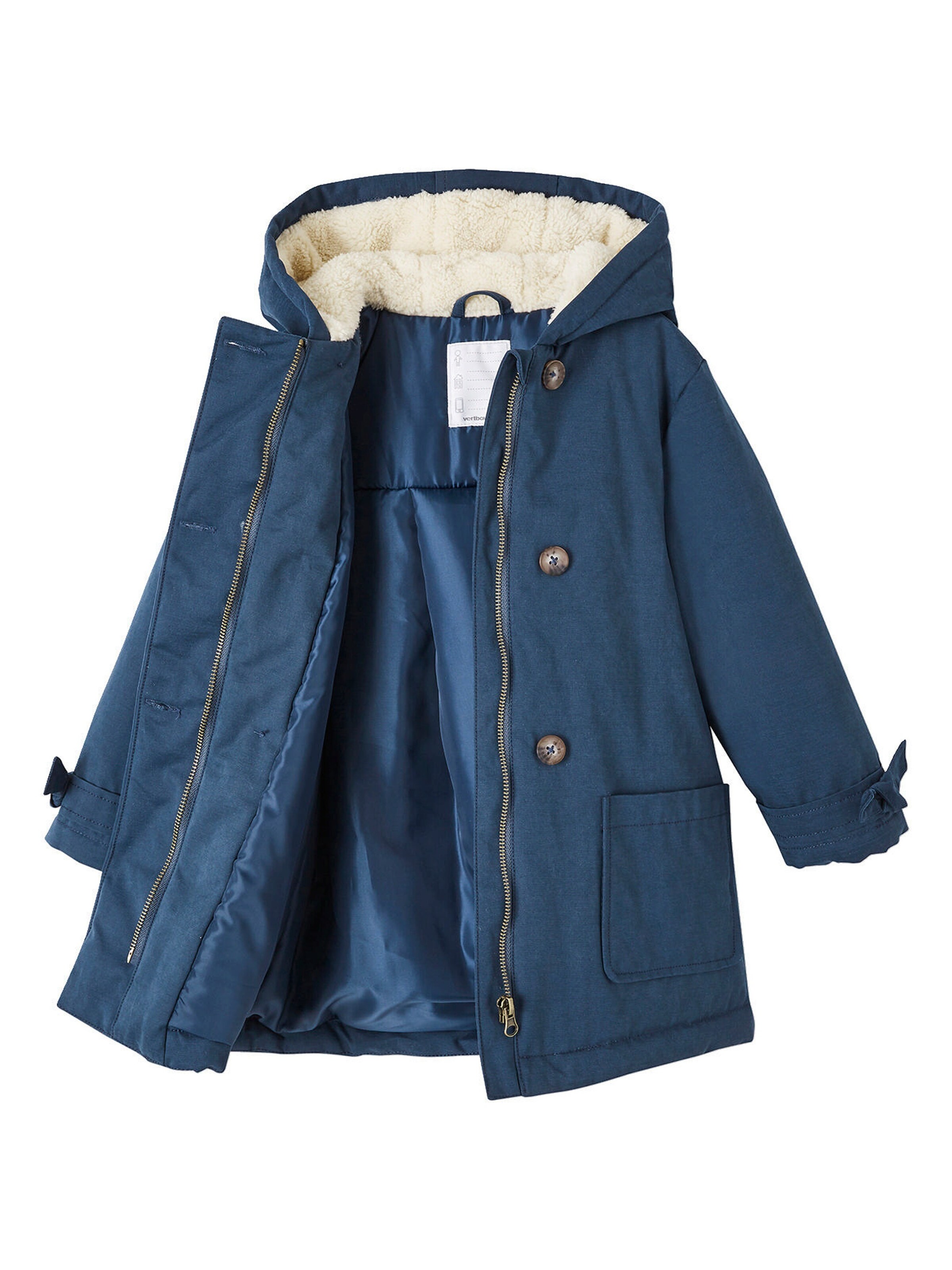 Vertbaudet Mädchen Winterjacke mit Kapuze, Wattierung Recycling-Polyester marine