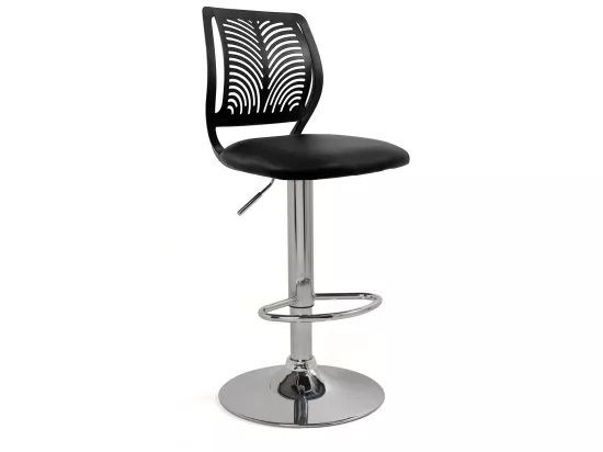 Lot 2 Chaises de Bar Coussin Simili, Pivotant Hauteur Réglable SAWA (Noir)