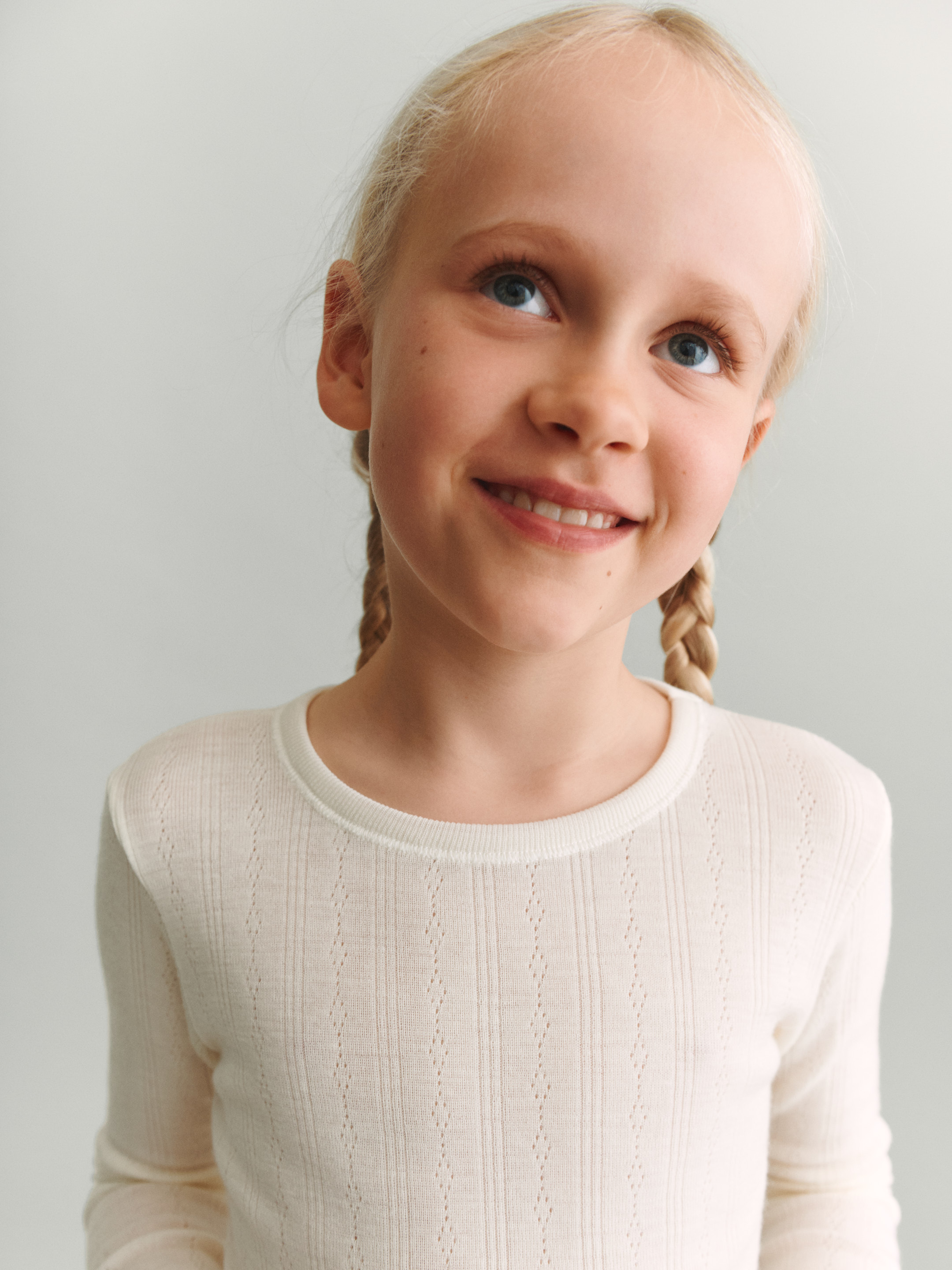 Pointelle shirt van merinowol voor kinderen