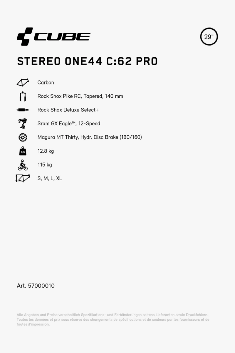 CUBE Stereo ONE44 C:62 Pro 29 Mountainbike 2024