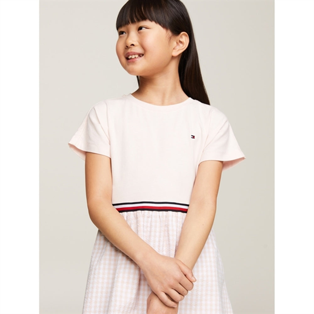 Køb Tommy Hilfiger Gingham Combi Kjole Whimsy Pink Check