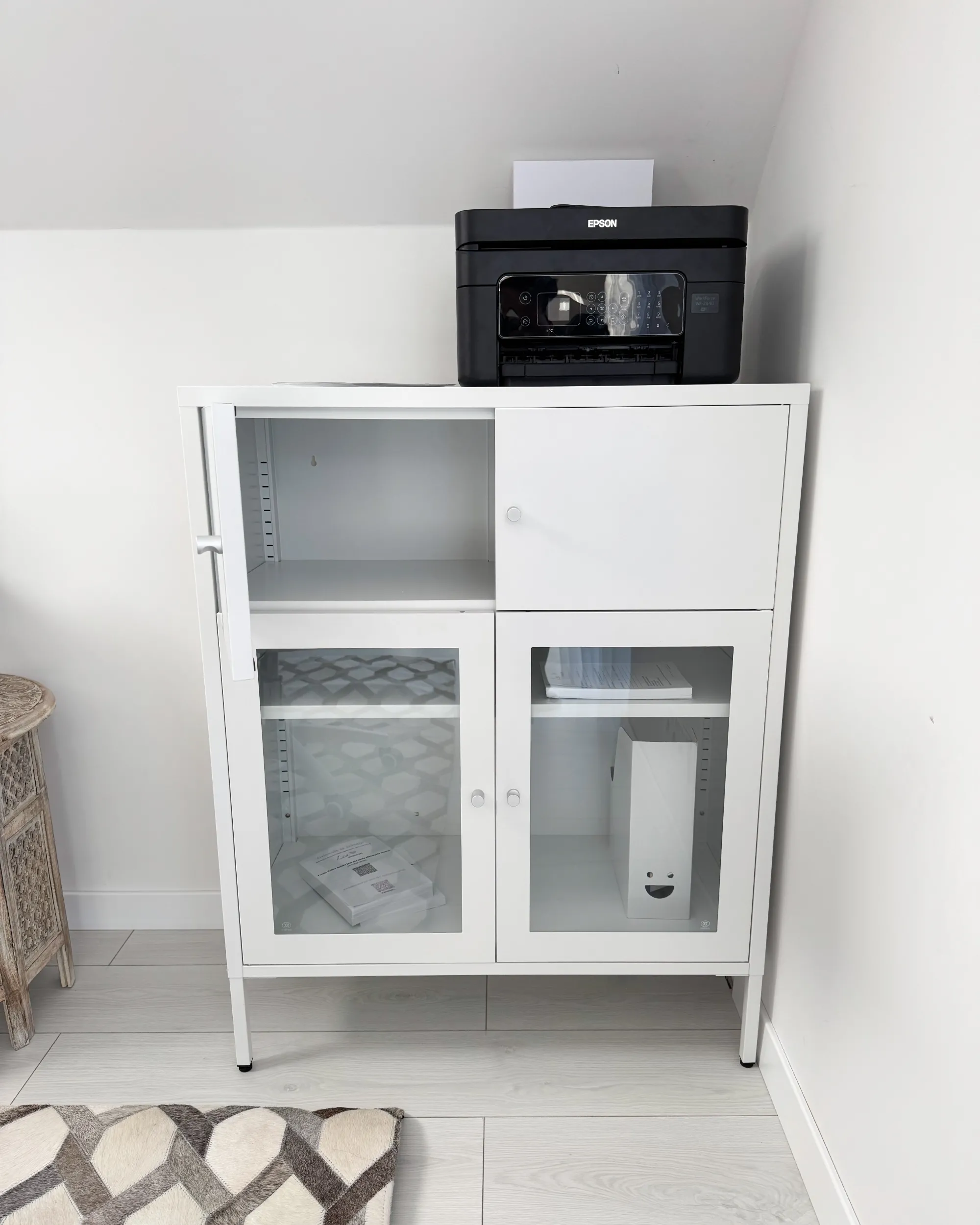 Dressoir met glazen deuren ESHOLT Metaal 80 cm Wit