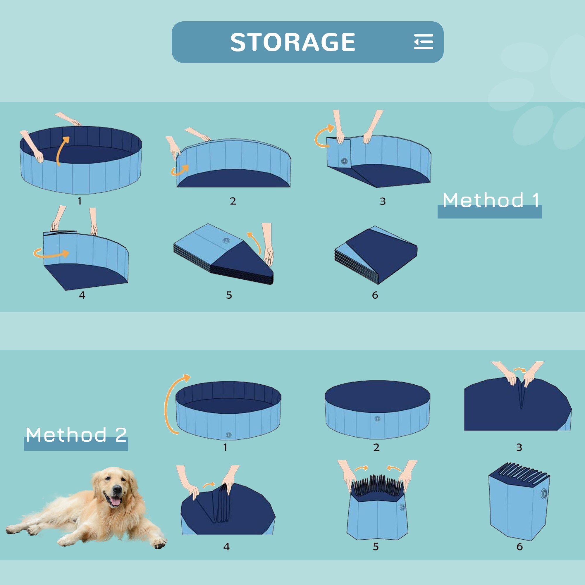 PawHut Hundepool mit Wasserablassventil blau Ø120 x 30H cm