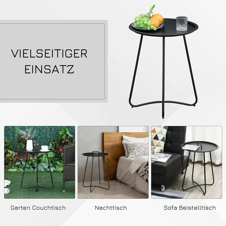 Outsunny Beistelltisch für den Garten schwarz