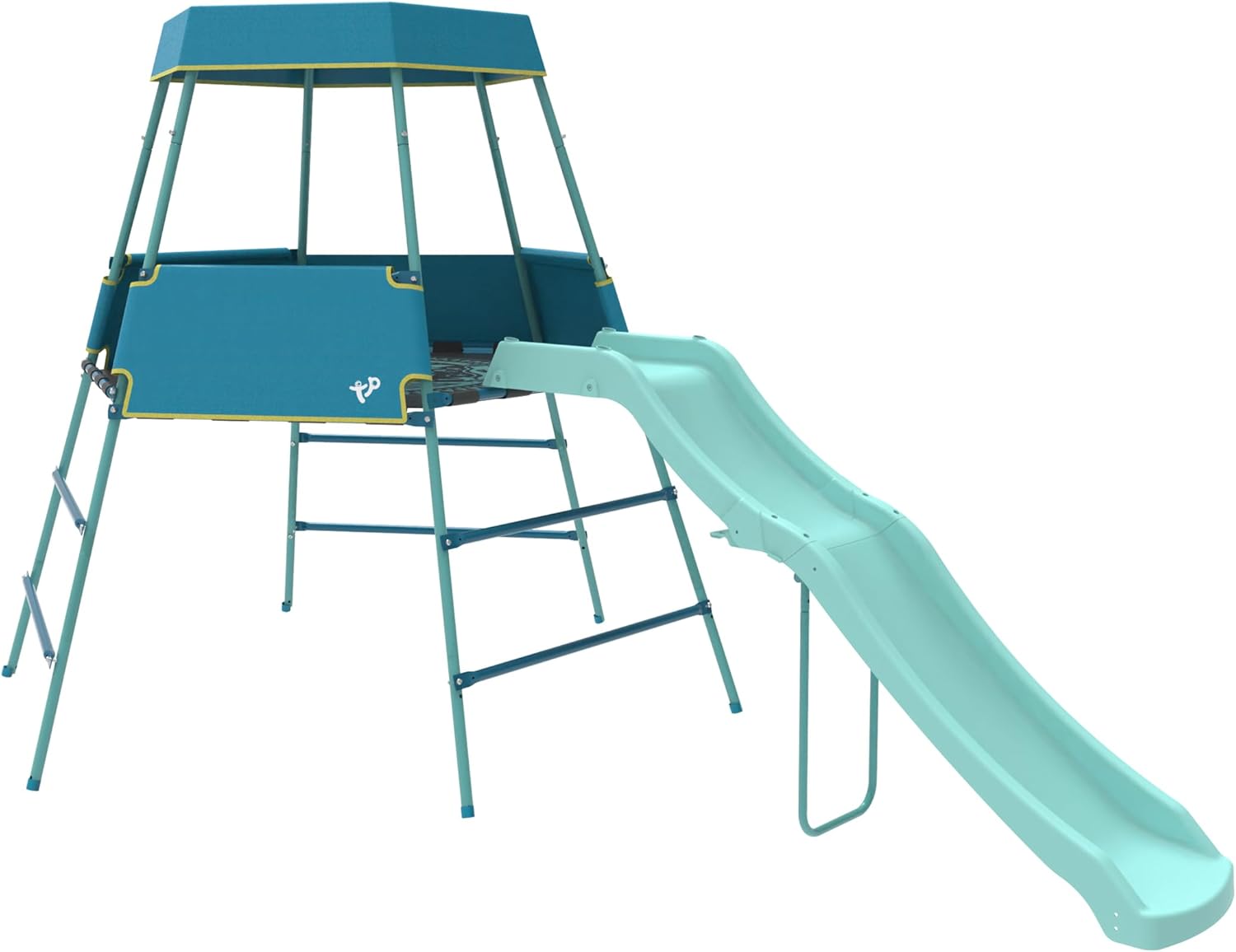 TP Growable Adventurer Klettergerüst aus Metall mit Rutsche und Vordach, höhenverstellbar, für Kinder von 18 Monaten bis 3 Jahren, langlebige Outdoor-Spielstruktur, fantasievolle Spielmatte inklusive