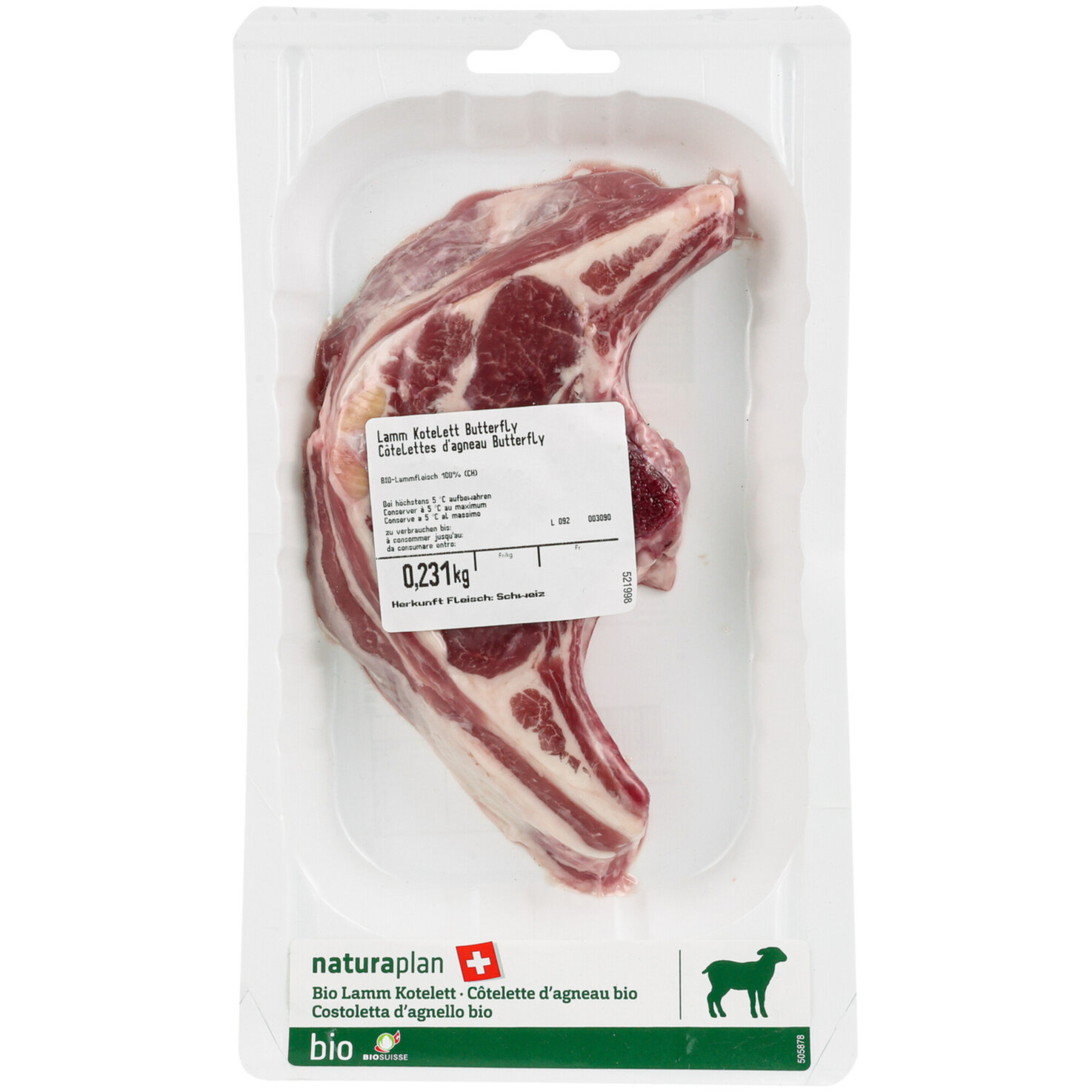 Naturaplan Bio Lammkotelett Butterfly ca. 150g