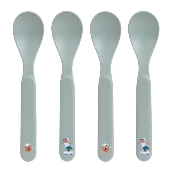 Lässig Tiny Team Dog Lepels - 4 Stuks - PP/Cellulose - Blauw