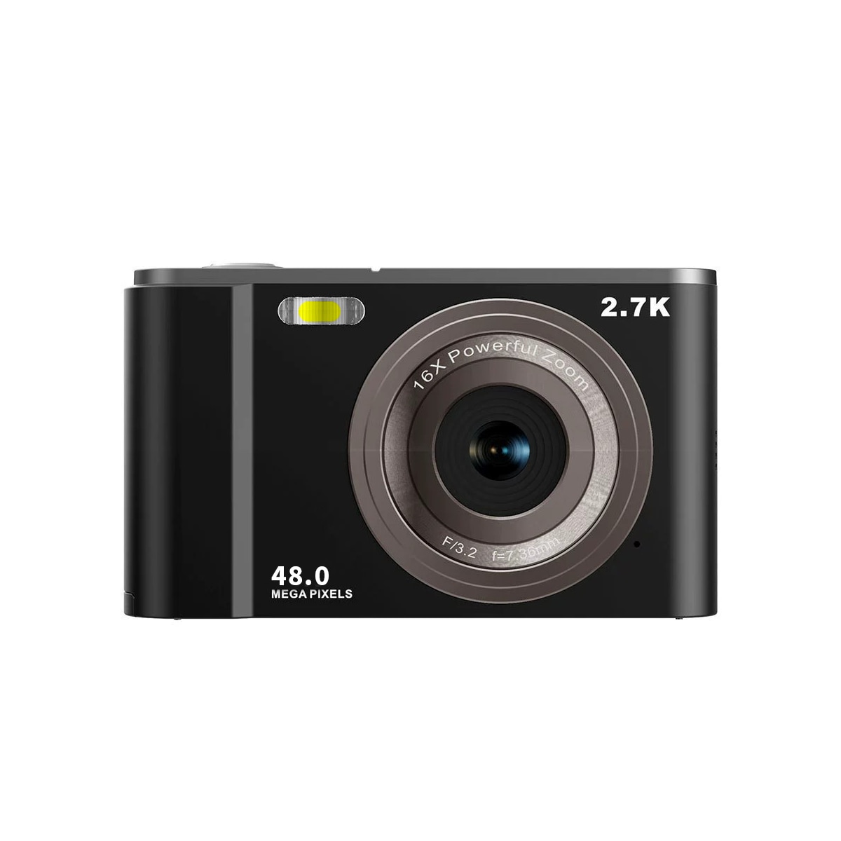Digitalkamera 2.7K 48MP 1080P, 16x zoom, anti-shake, ansiktsgjenkjenning Sort