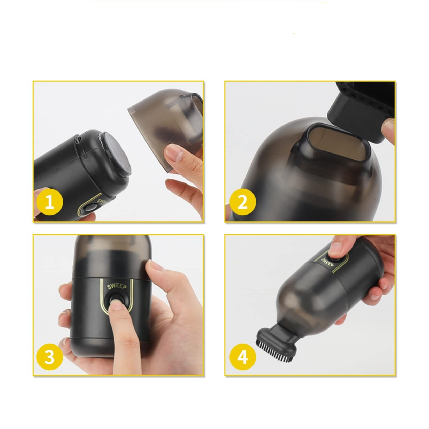 Mini Schreibtisch Staubsauger Akku Hand Sauger Tastatur Reiniger Krümel Entferner - Schwarz