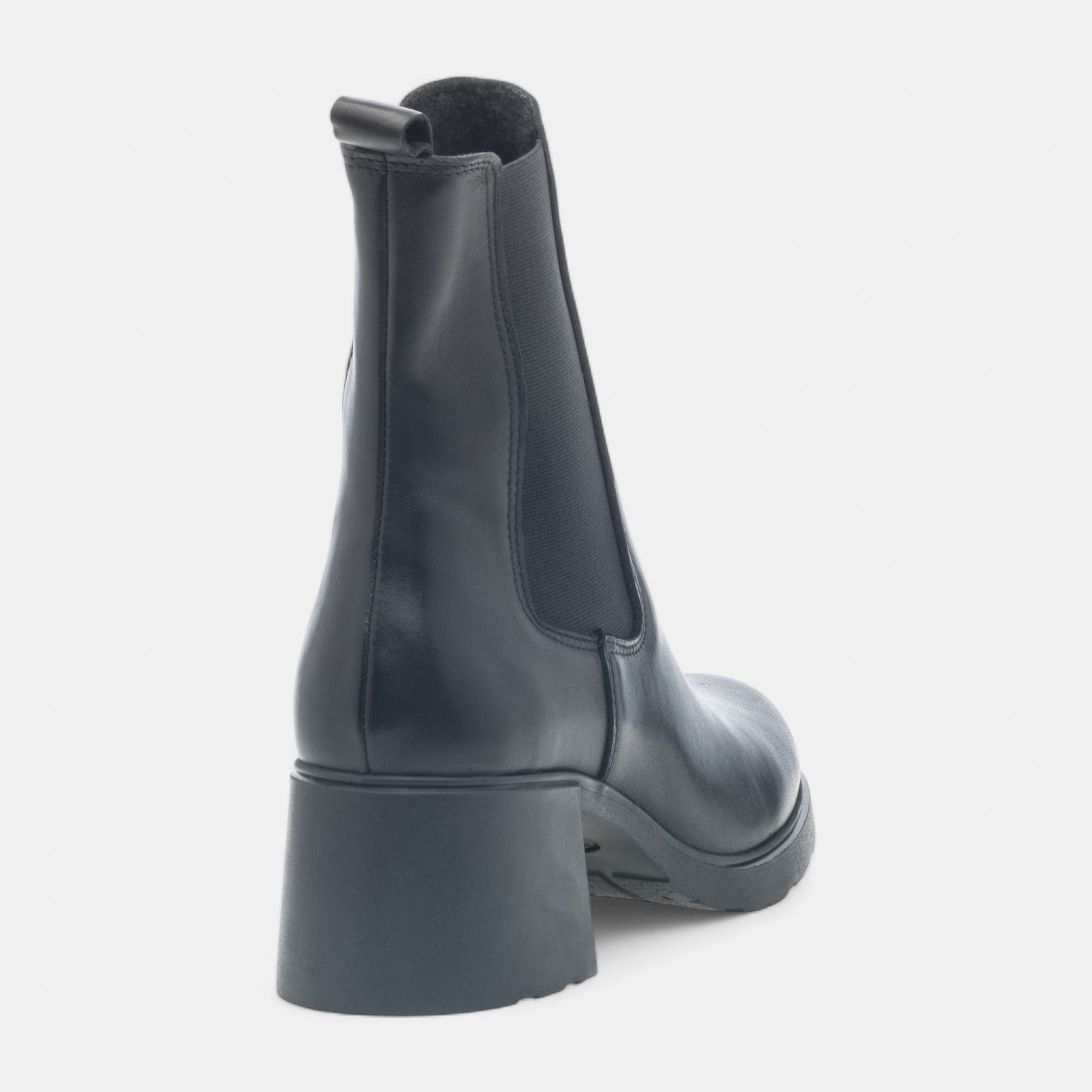 Boots chelsea à talon Femme en cuir noir