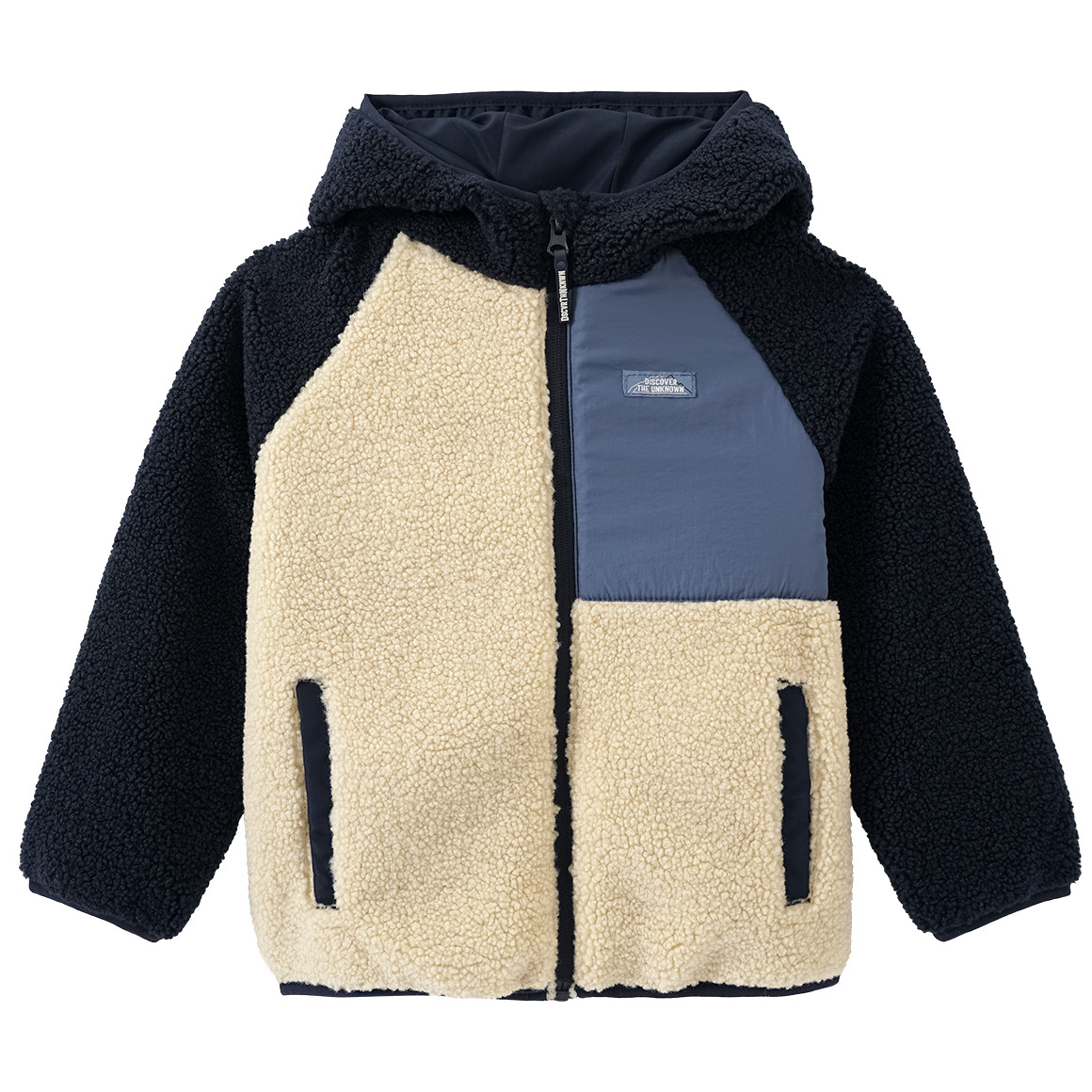 Topolino Jungen Teddyjacke mit Kapuze beige / dunkelblau