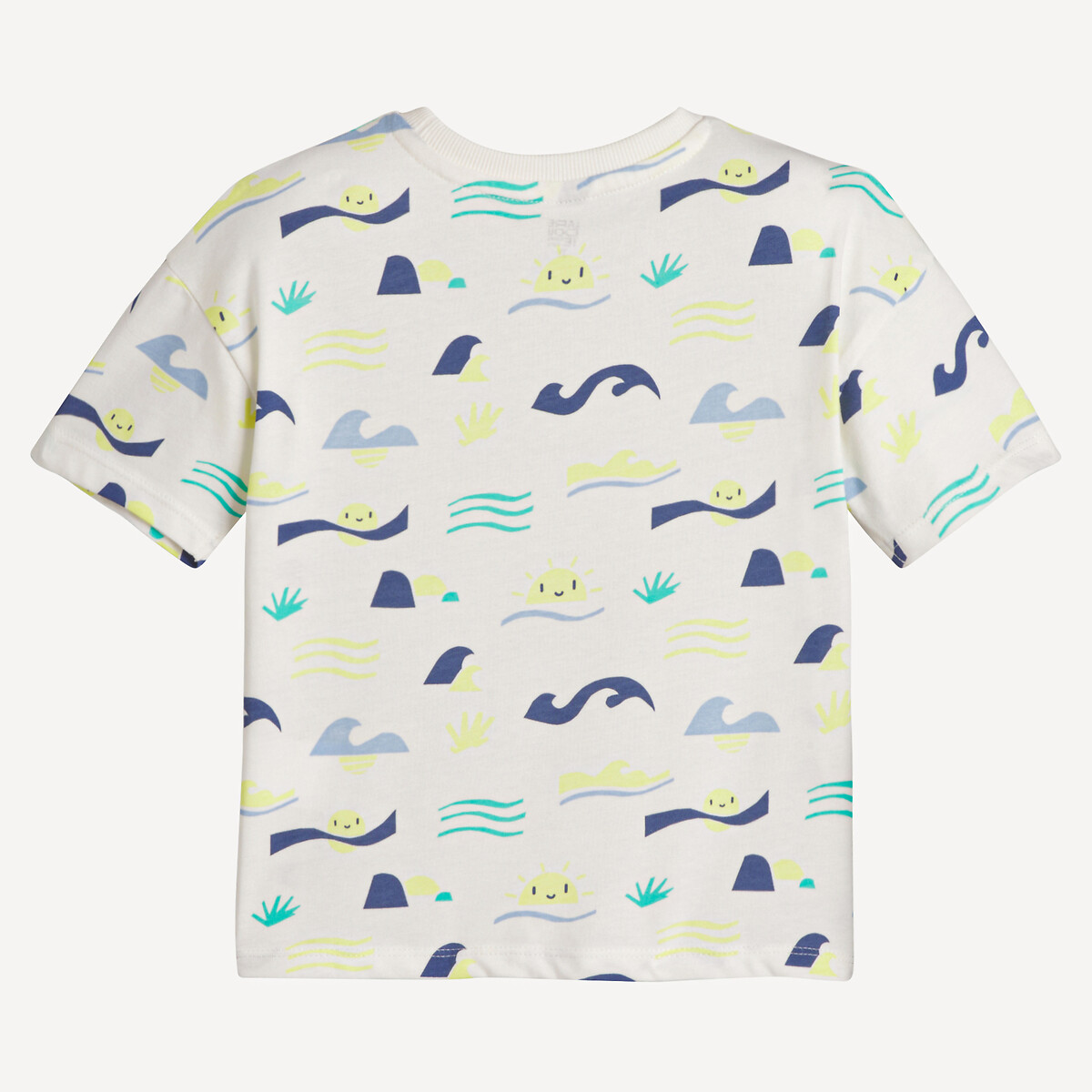 COLEÇÕES LA REDOUTE<br>Camiseta de gola redonda estampada com motivos de ondas e sol