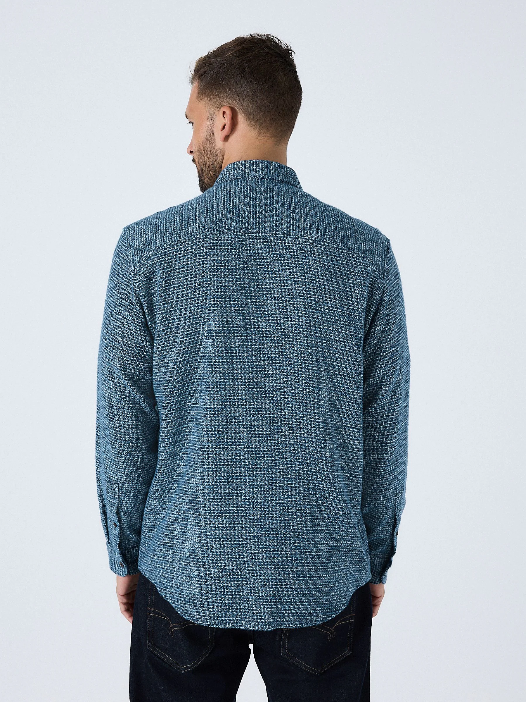Blauw - Textured Shacket Overshirt