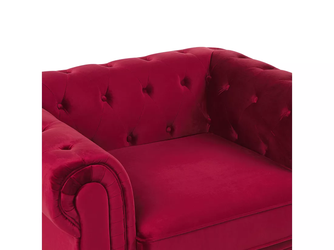 Fauteuil CHESTERFIELD Velours Rouge foncé