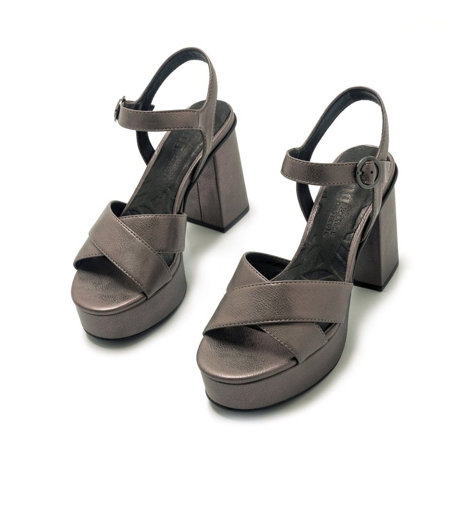 Sandálias Mustang Sindy Cinza - Altura do salto: 9 cm -