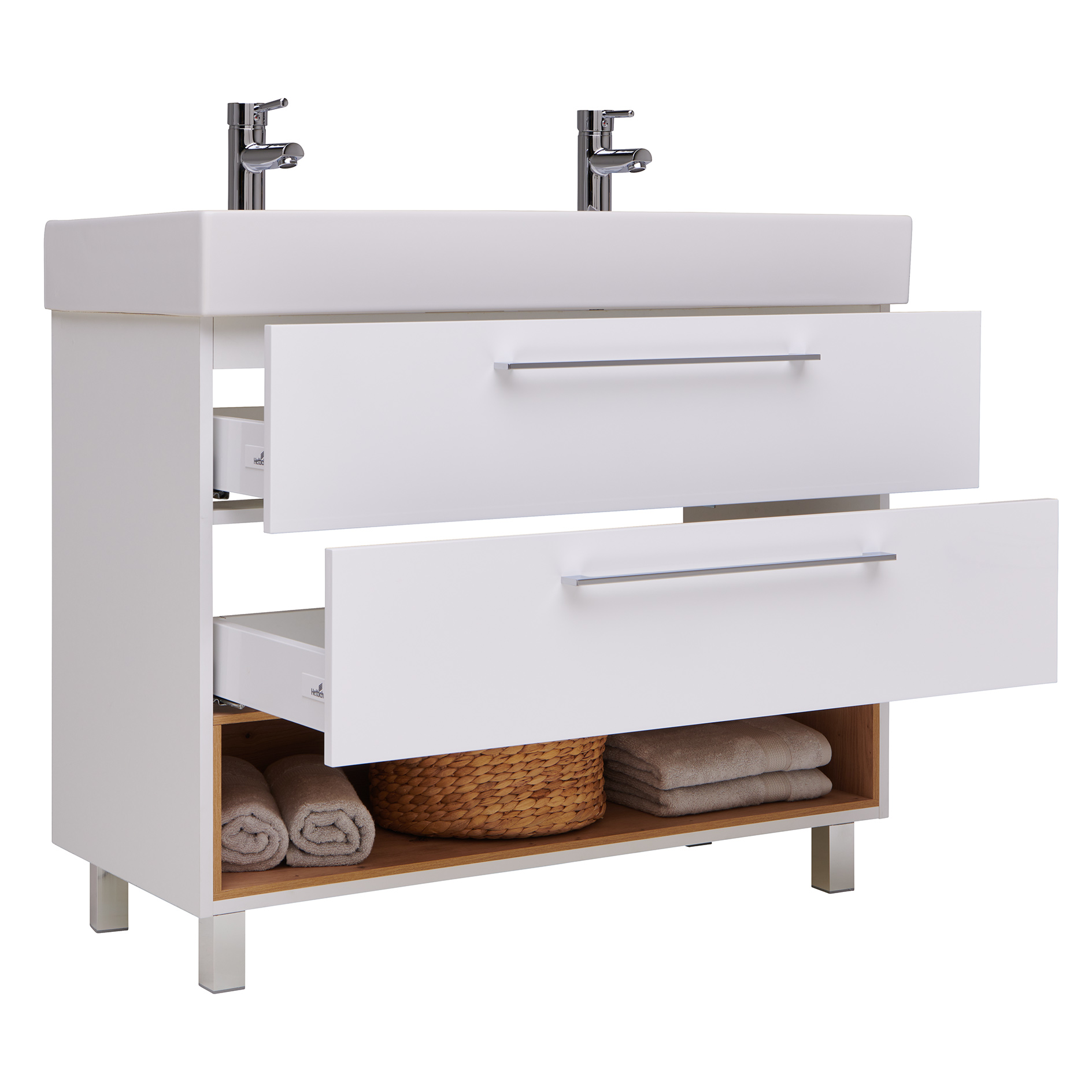 Waschbeckenunterschrank - weiß - Artisan Eiche - 100 cm