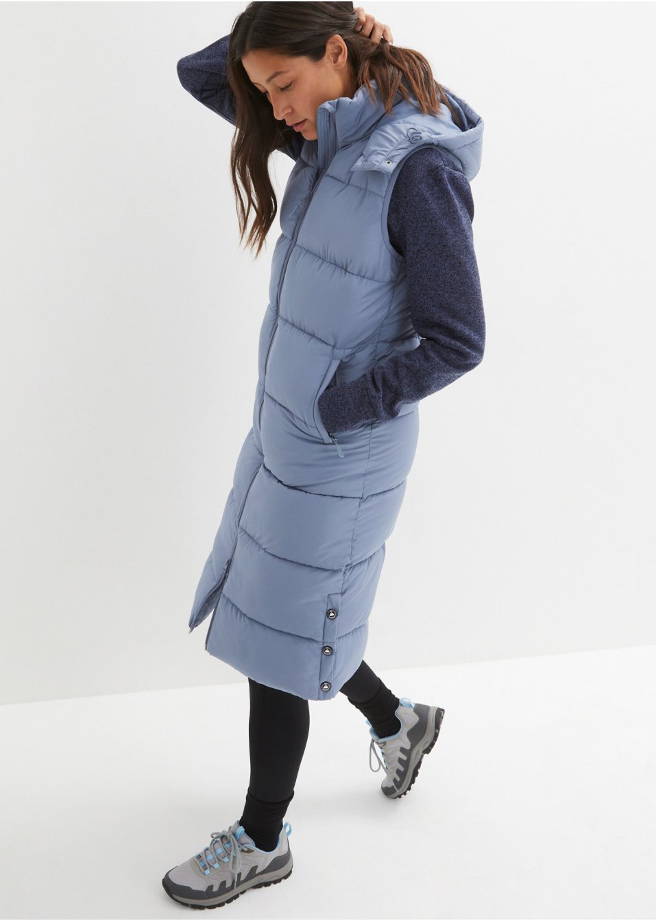 Veste longue fonctionnelle sans manches matelassée avec technologie thermo-isolante