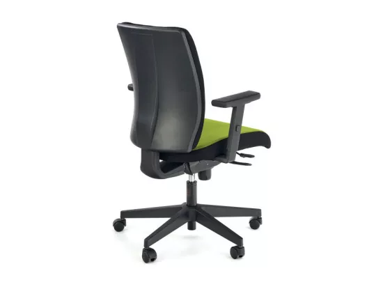 Fauteuil de bureau ergonomique en tissu vert avec piètement noir à roulettes ELIE