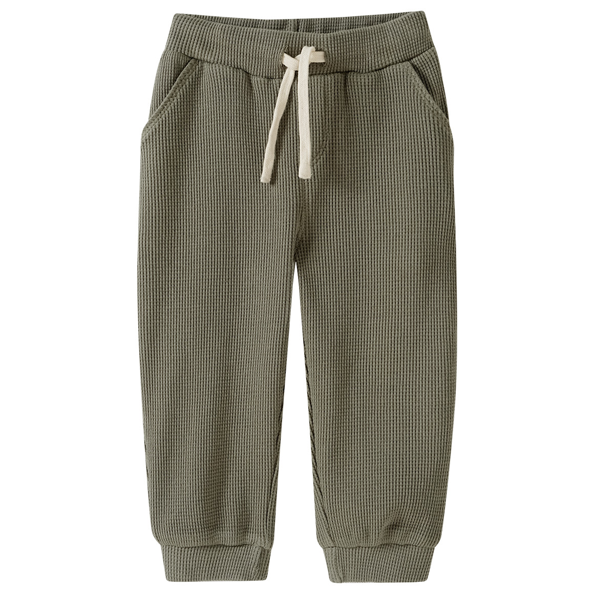Topomini Pure Collection 2 Baby Jogginghosen aus Waffel-Piqué oliv / hellbeige