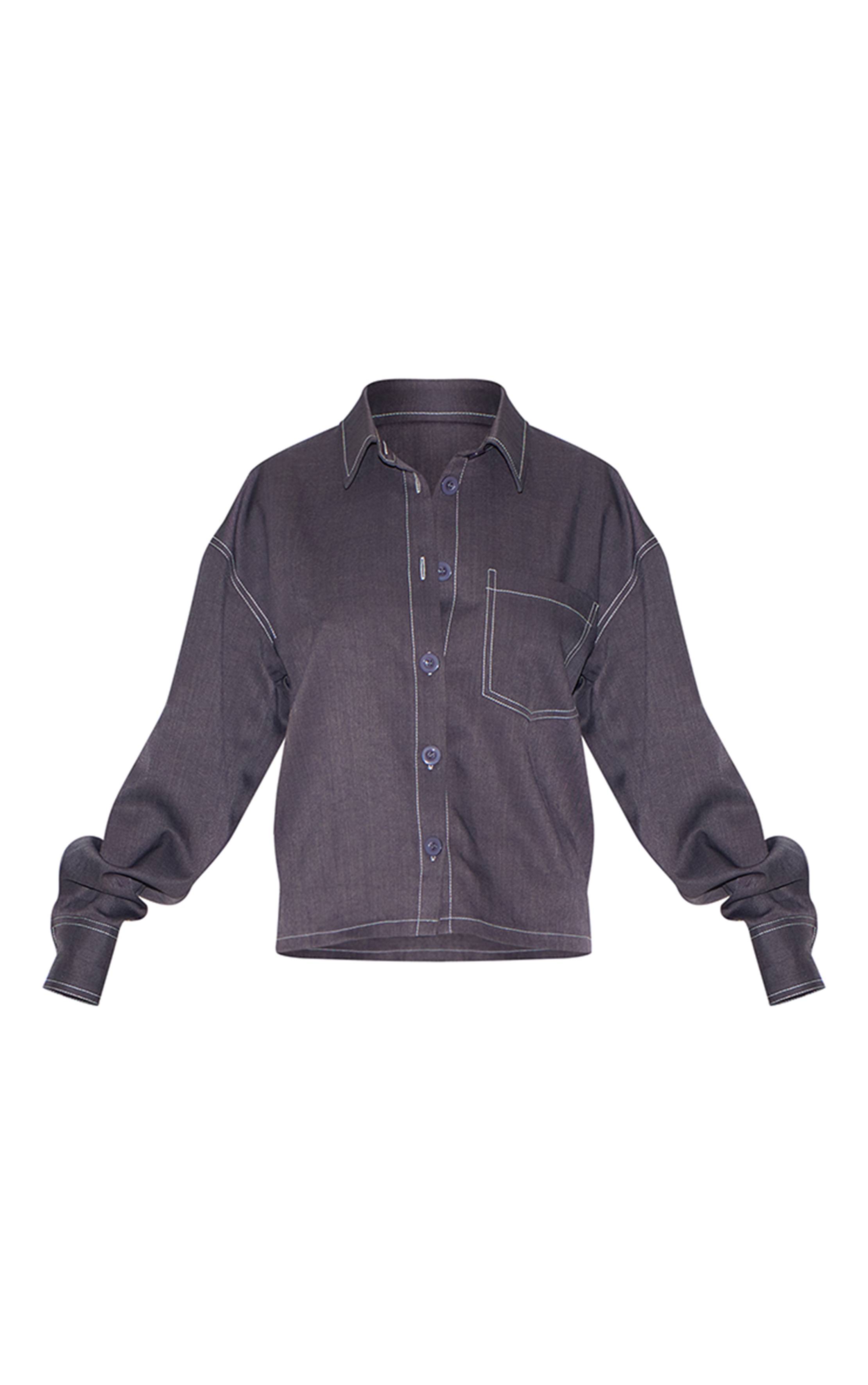 Chemise Tissée À Surpiqûres Contrastées