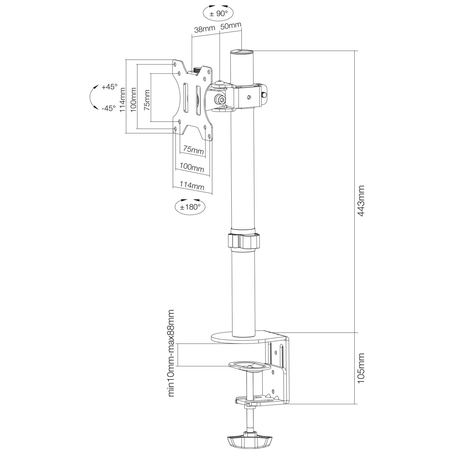 Neomounts FPMA-D510 BLACK bureausteun voor flatscreen