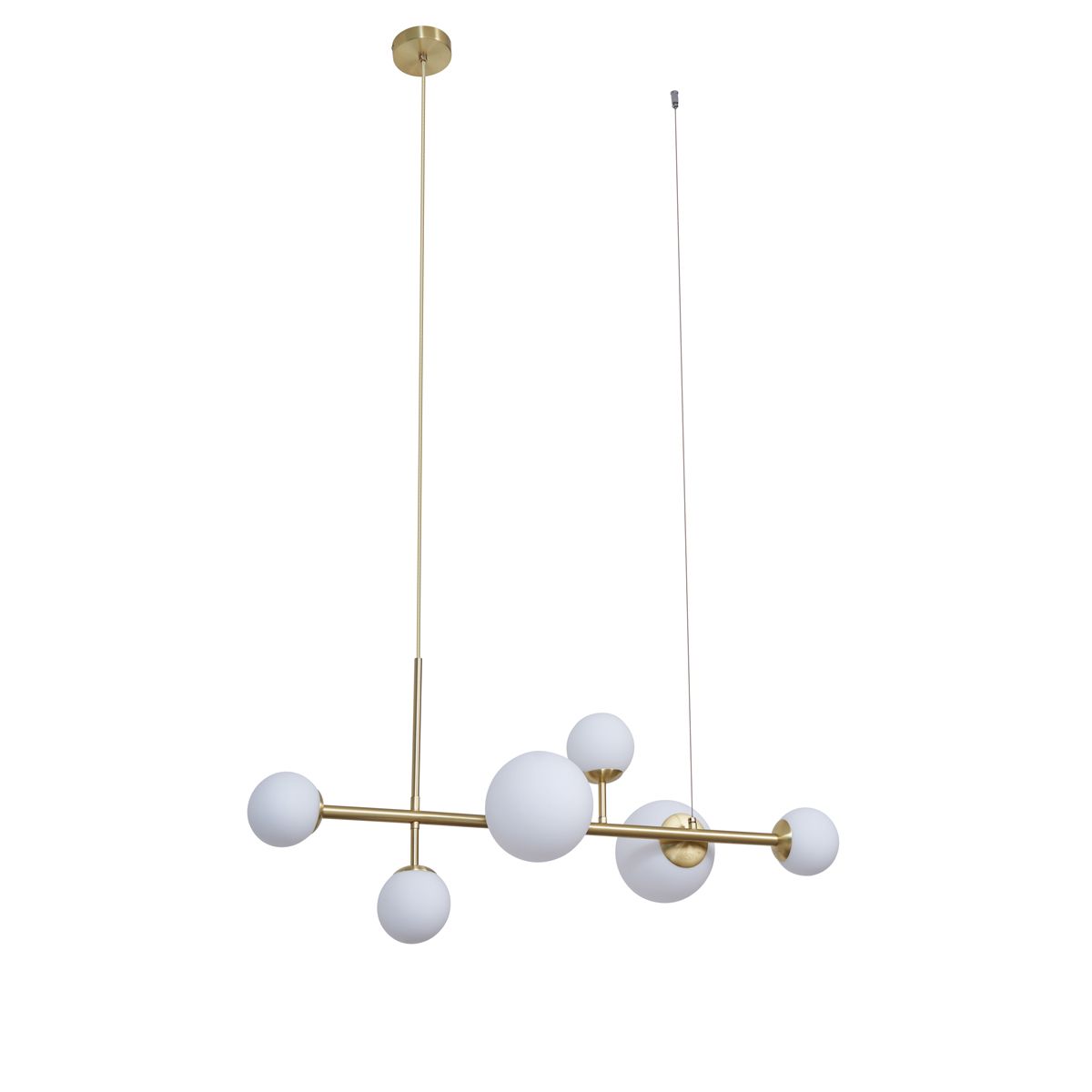 Hotel Chique hanglamp goud met opaal wit glas 6-lichts - Monaco
