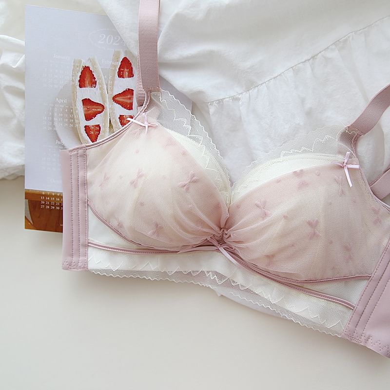 Nabla - Beha/slip/set met strikprint en kant