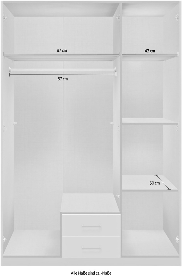 Wimex Drehtürenschrank »Soest« mit Farbglas-Tür, wahlweise 135 oder 180cm breit