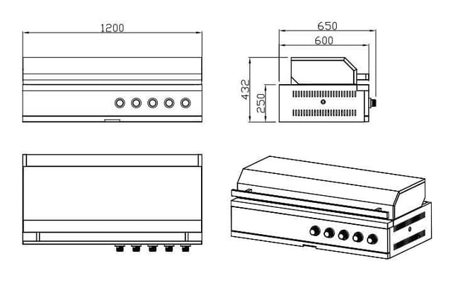Nordic Line Sort Udekøkken Integreret gasgrill (5 blus)