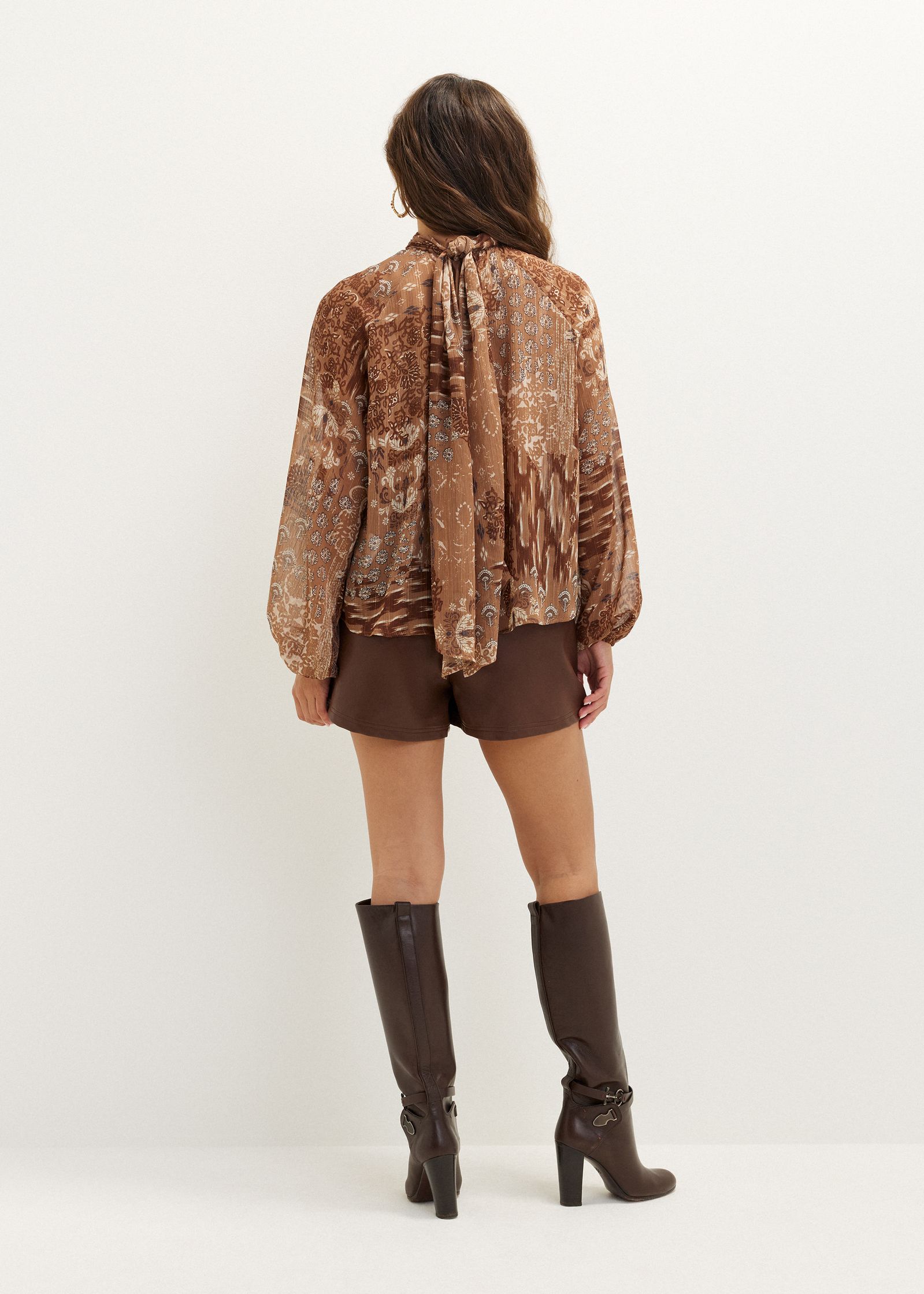 Imitatieleren blouse met korte mouwen