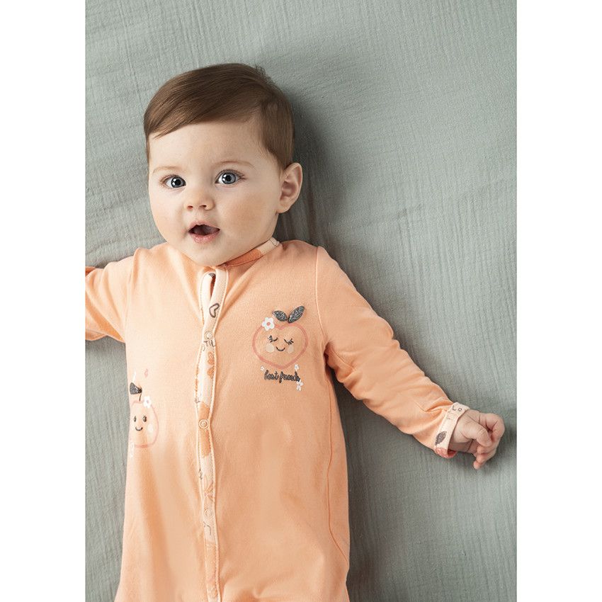 Lot de 2 dors-bien en jersey imprimé pêches pour bébé fille - Rose